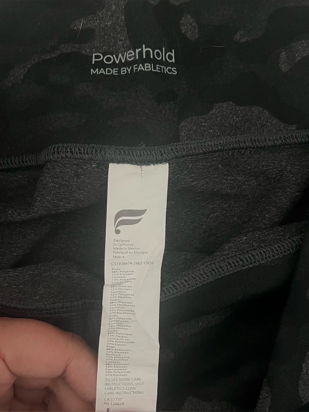 Fabletics Camo Power Hold Dark Green Grey Athletic Leggings Size Large - Picture 6 of 7